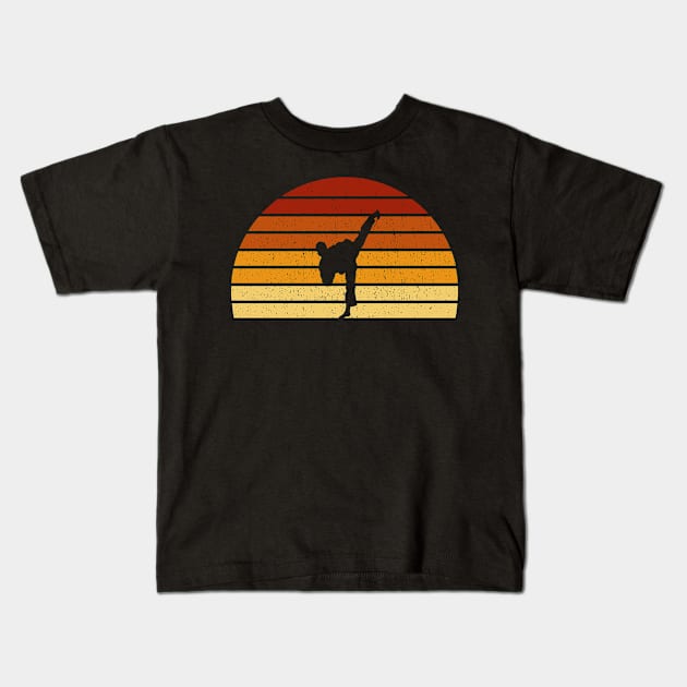 Vintage Sunset Karate Gift For Karateka Kids T-Shirt by OceanRadar